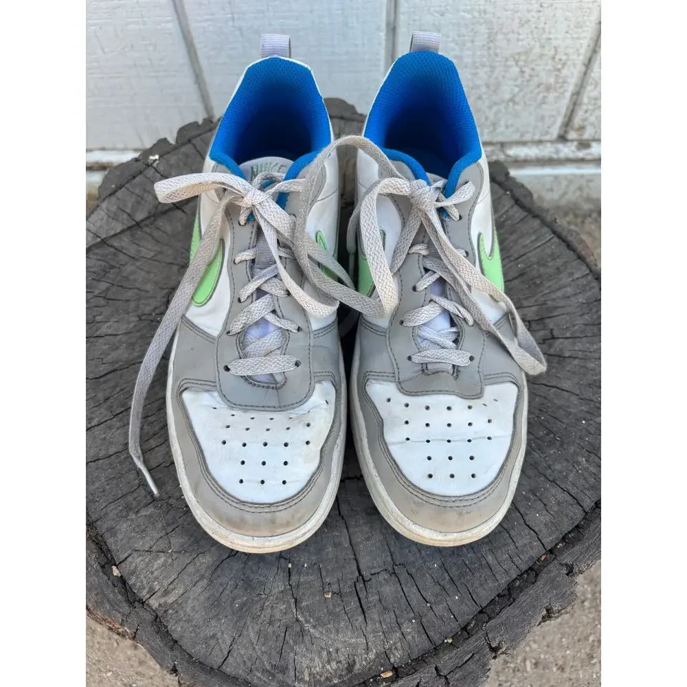 Nike Court Borough Low Sneakers, White Blue Green, Sz 5Y‎ Youth